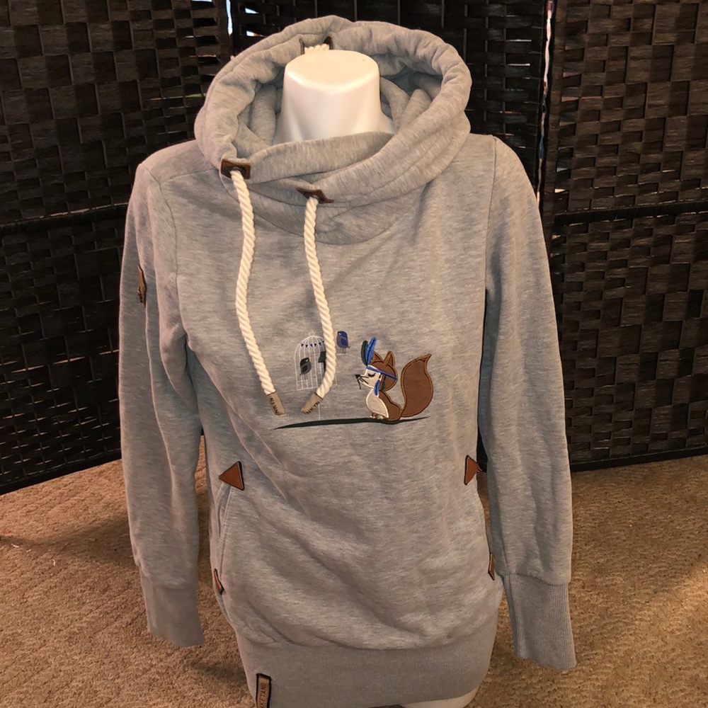 Naketano Gray Hoodie with Squirrel Design
